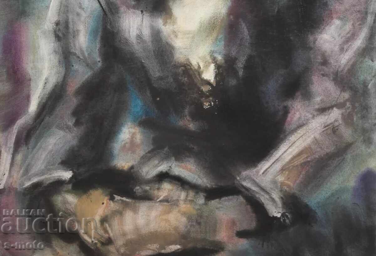 Watercolor painting portrait of a seated man - 6