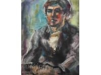 Watercolor painting portrait of a seated man