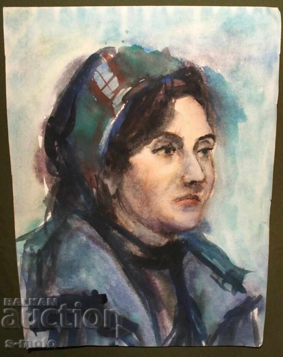Auction Watercolor painting, female portrait Auction Watercolor painting, female portrait