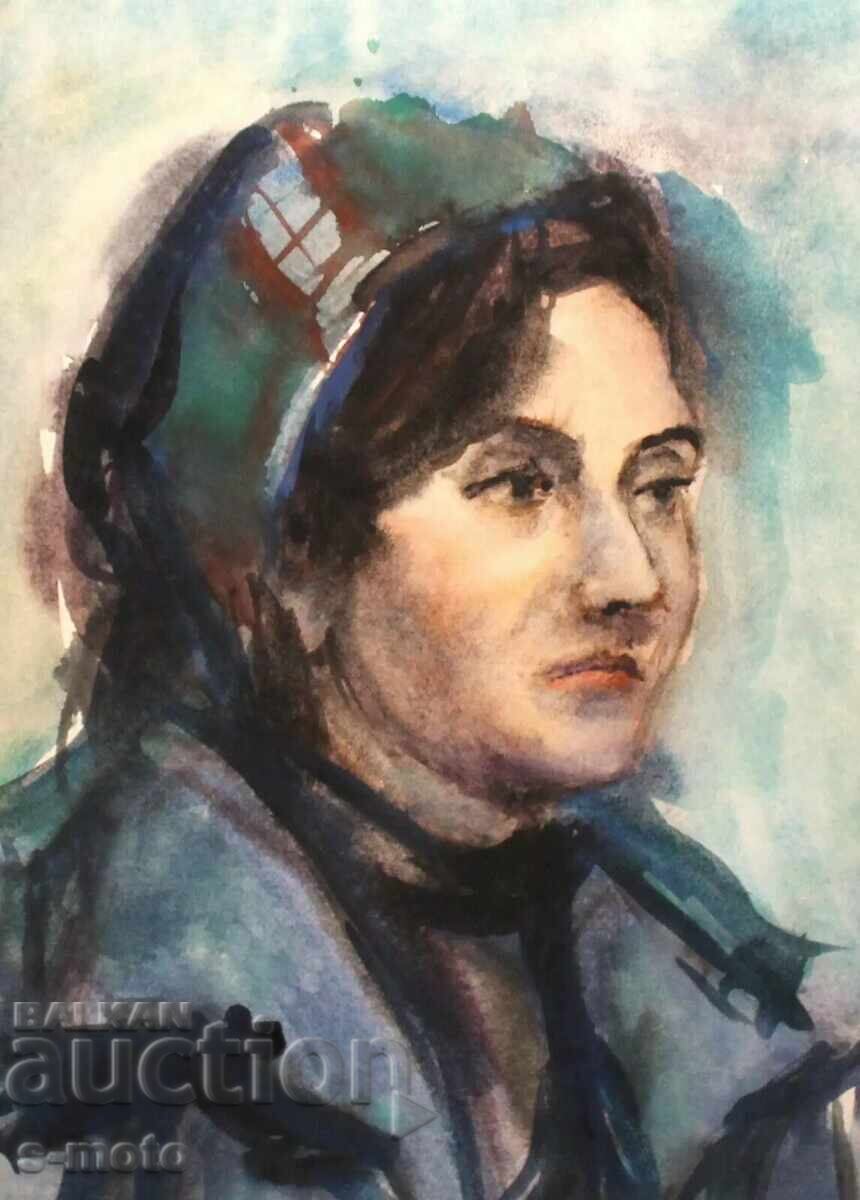 Watercolor painting, female portrait Watercolor painting, female portrait