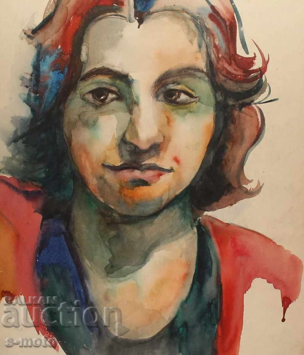Old watercolor painting, portrait of a woman - 5