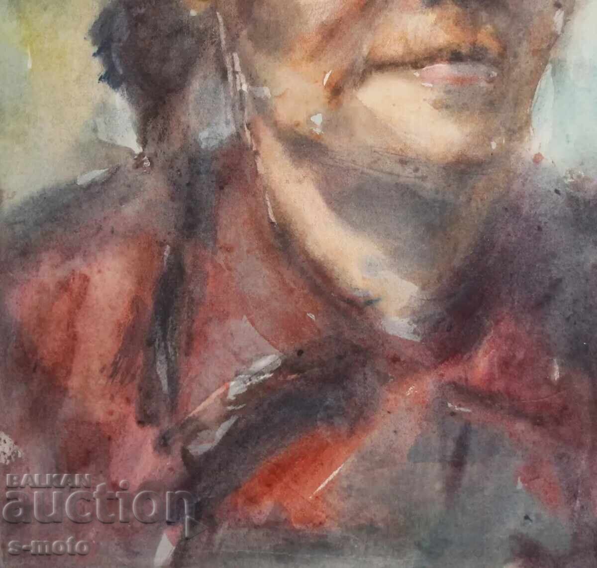 Tablou acuarelă femeie cu ochelari portret - 5