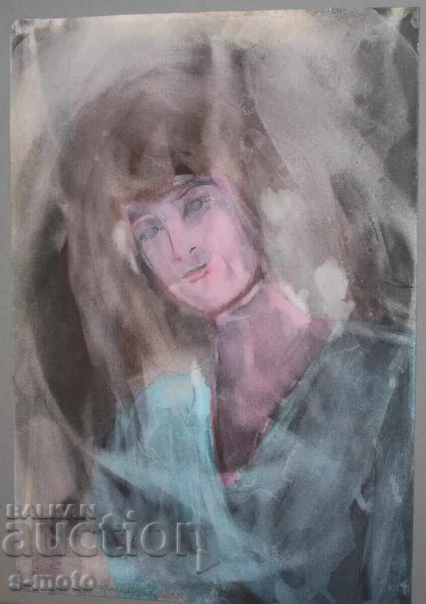 Watercolor painting woman portrait with price 270.00 BGN | € 138.05