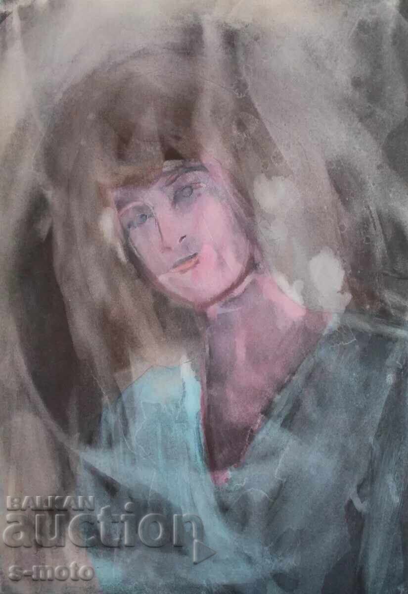 Auction  Watercolor painting woman portrait