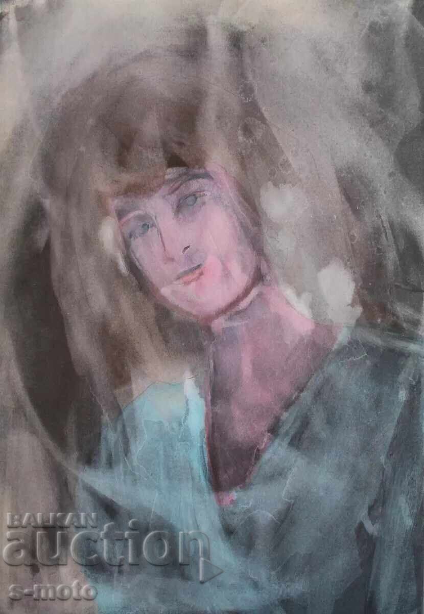Watercolor painting woman portrait