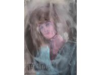 Watercolor painting woman portrait