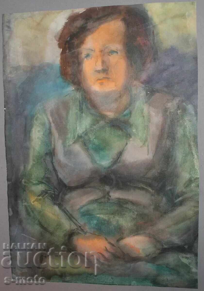 Watercolor painting portrait of a seated woman with price 300.00 BGN | € 153.39