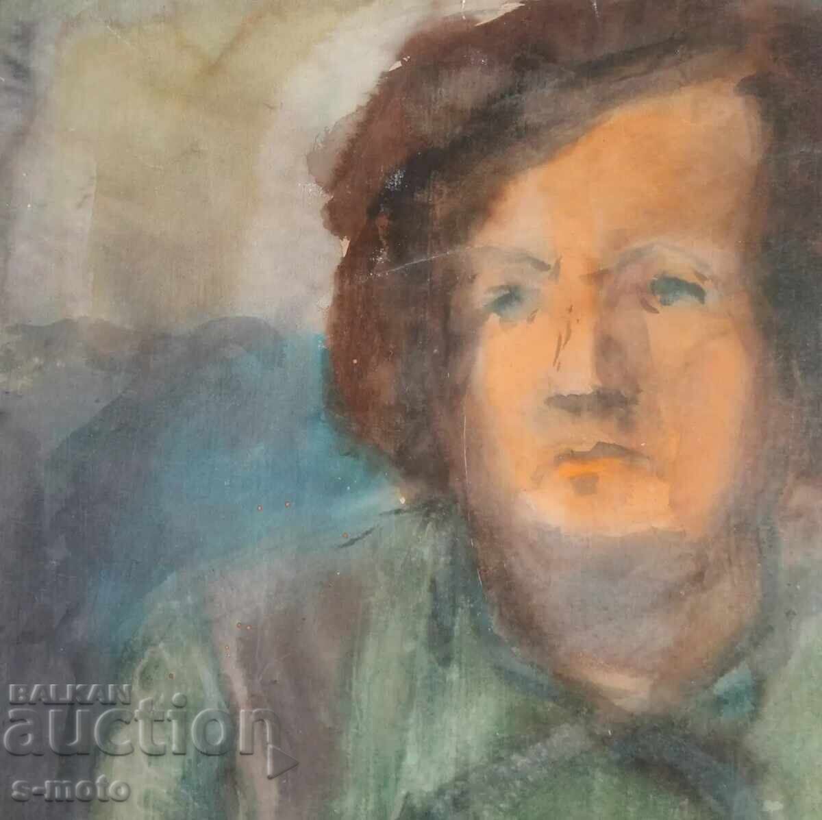 Auction  Watercolor painting portrait of a seated woman