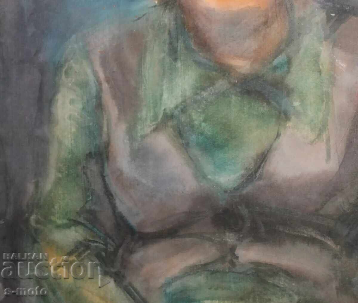 Watercolor painting portrait of a seated woman - 5