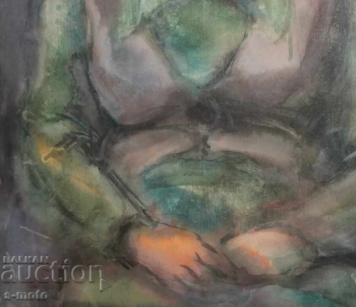 Watercolor painting portrait of a seated woman - 7