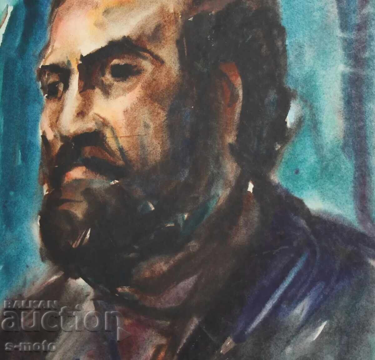 Watercolor portrait of a man with a beard - 5