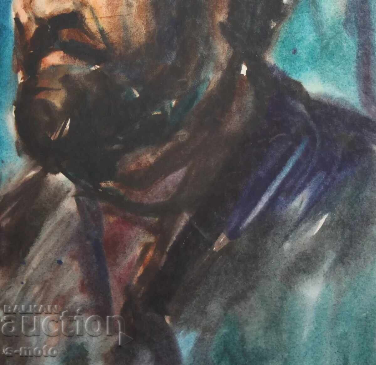 Watercolor portrait of a man with a beard - 6