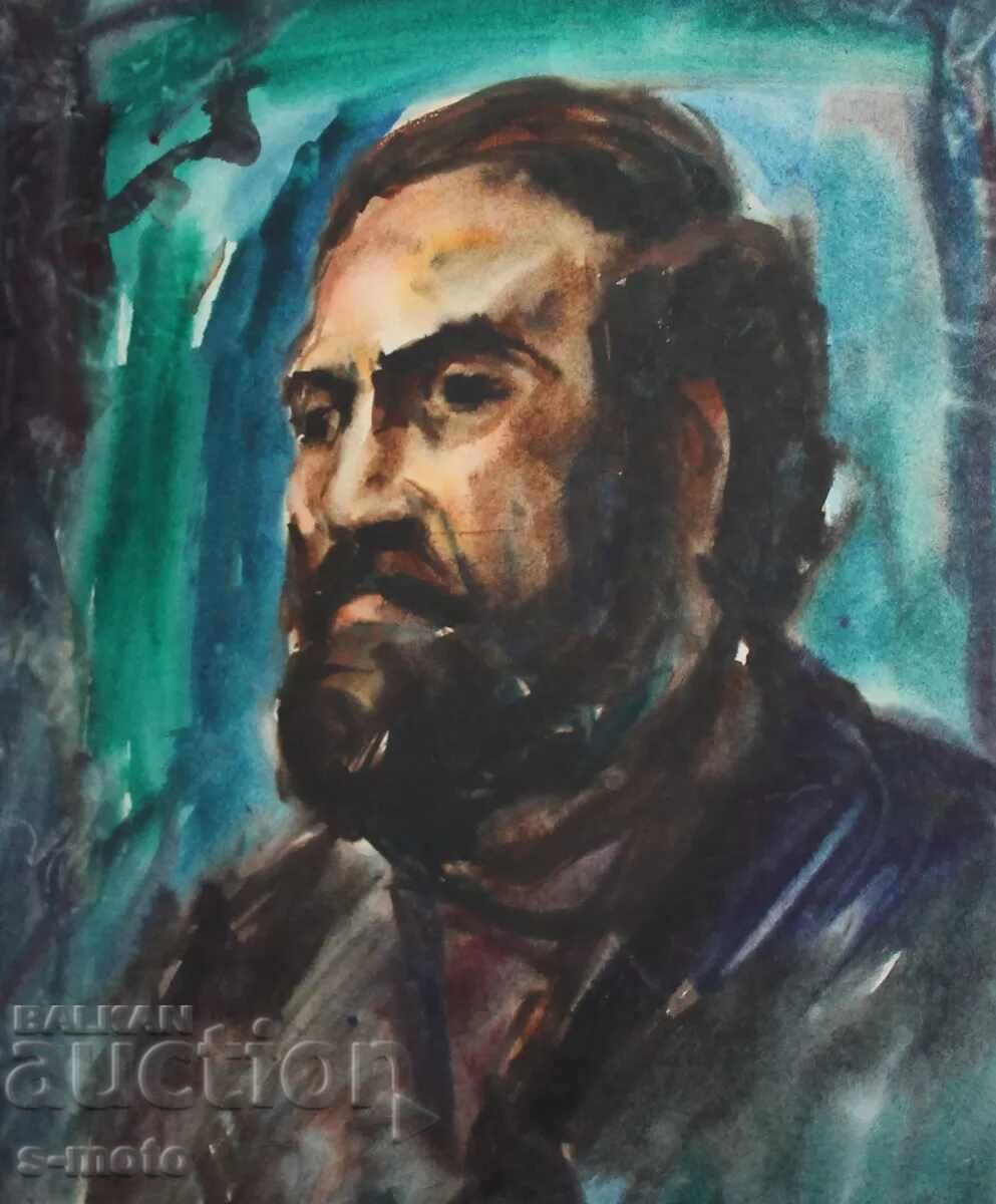 Watercolor portrait of a man with a beard - 7