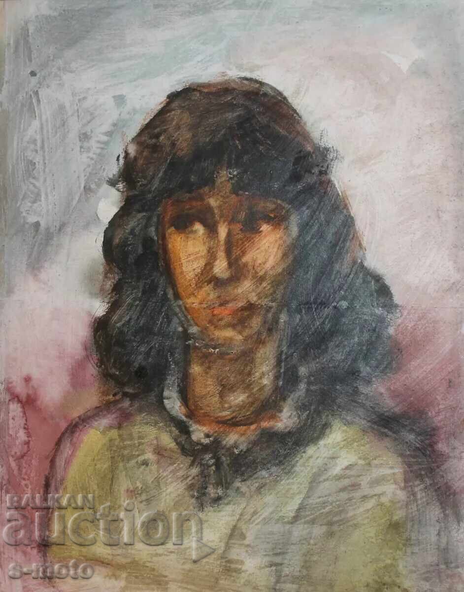 Kартина акварел портрет на жена Kартина акварел портрет на жена