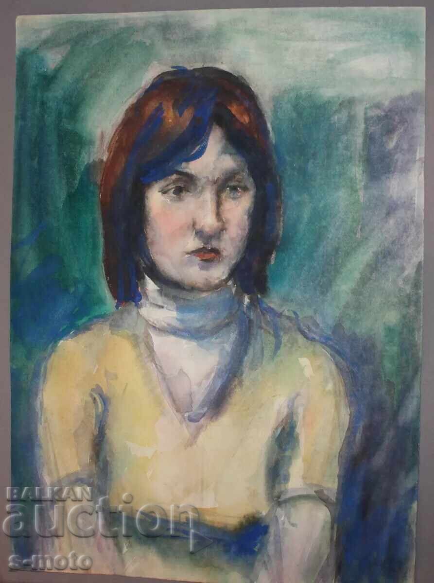 Watercolor painting portrait of a girl with price 300.00 BGN | € 153.39