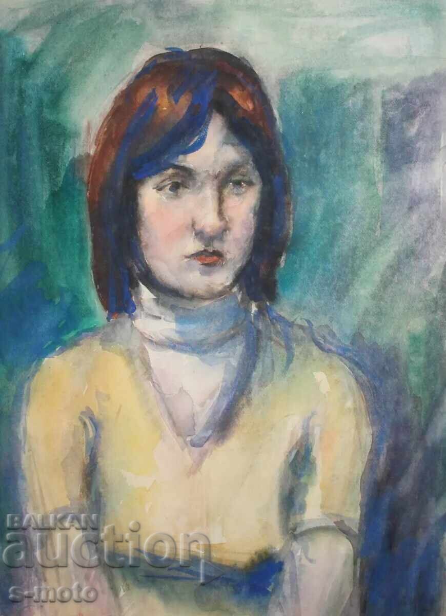 Watercolor painting portrait of a girl