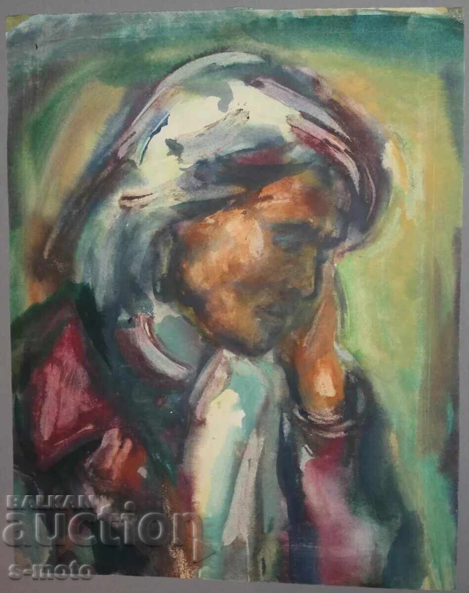 Tablou acuarelă portret de femeie cu preț 280.00 BGN | € 143.16