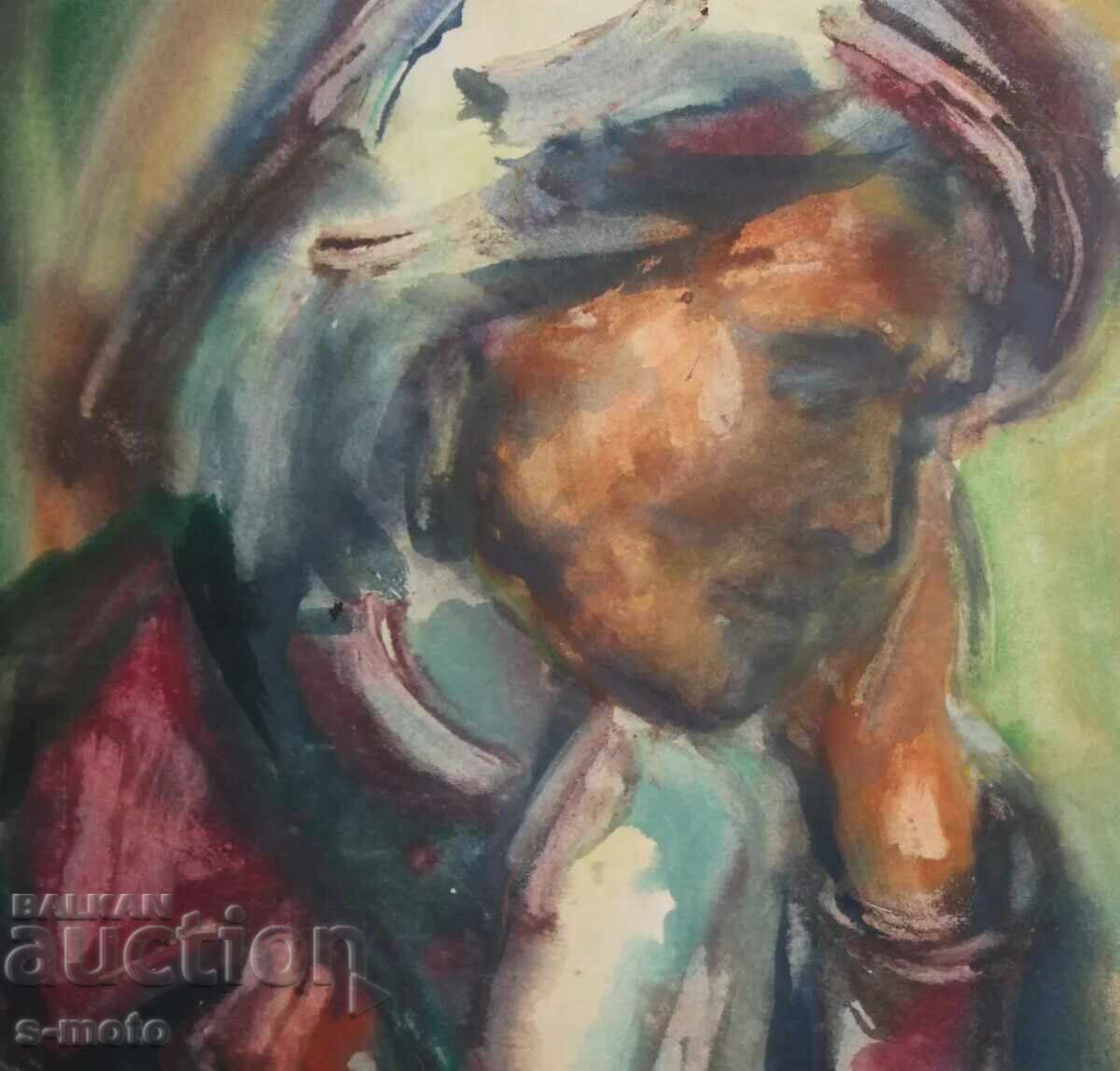 Tablou acuarelă portret de femeie - 6