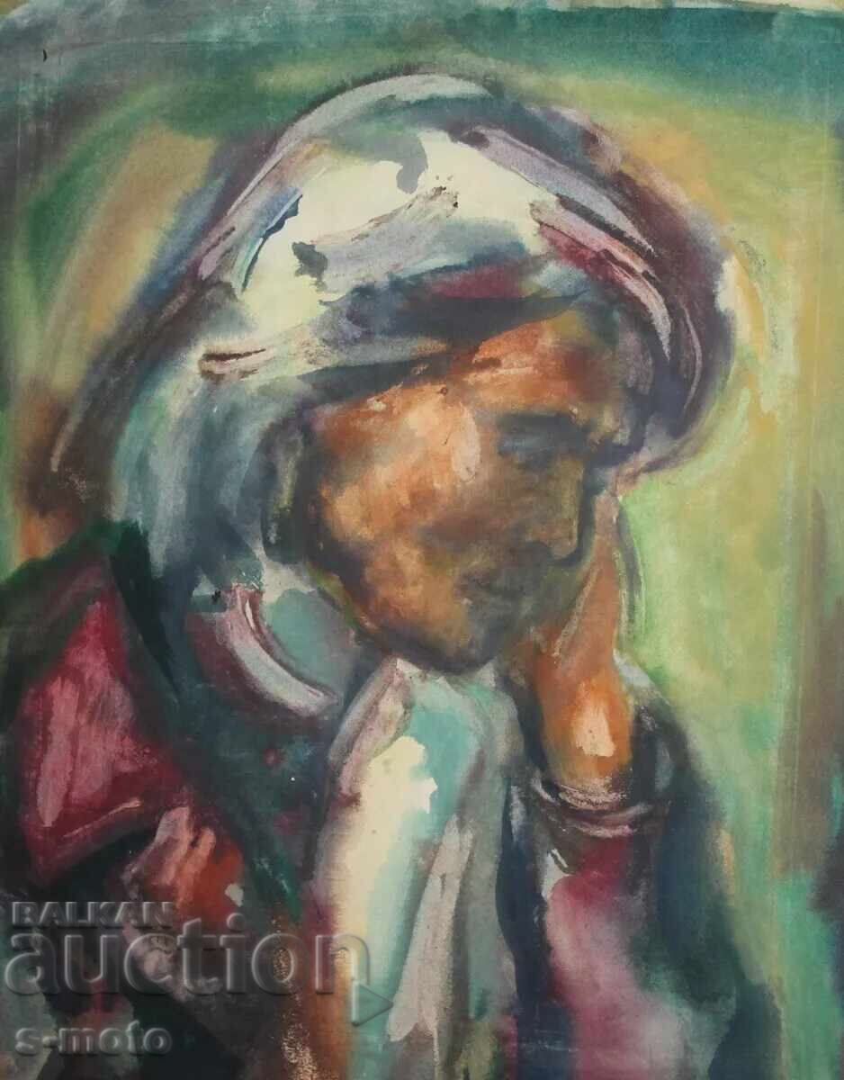 Tablou acuarelă portret de femeie