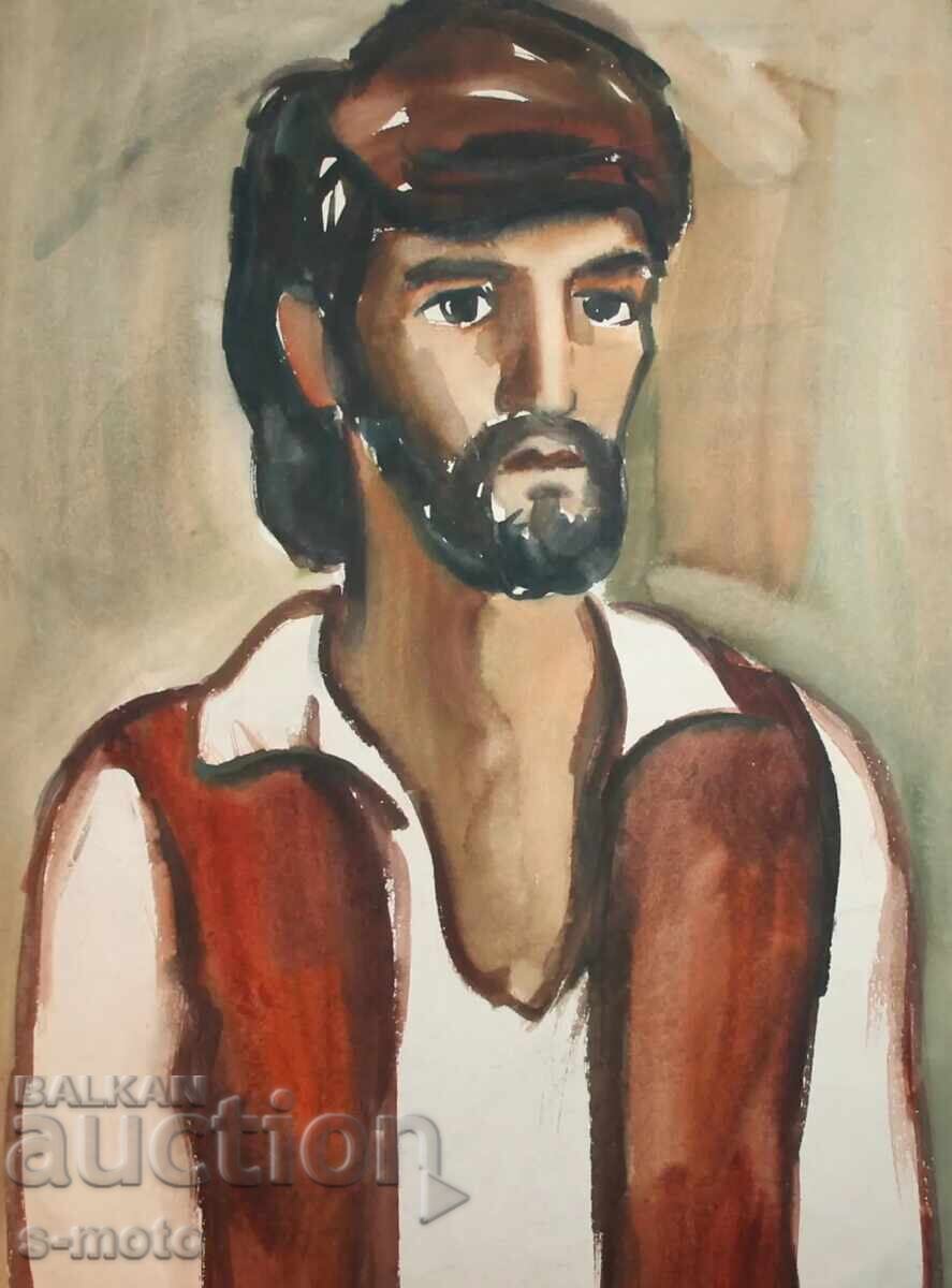 Ακουαρέλα πορτρέτο άνδρα με γένια με τιμή 300.00 BGN | € 153.39