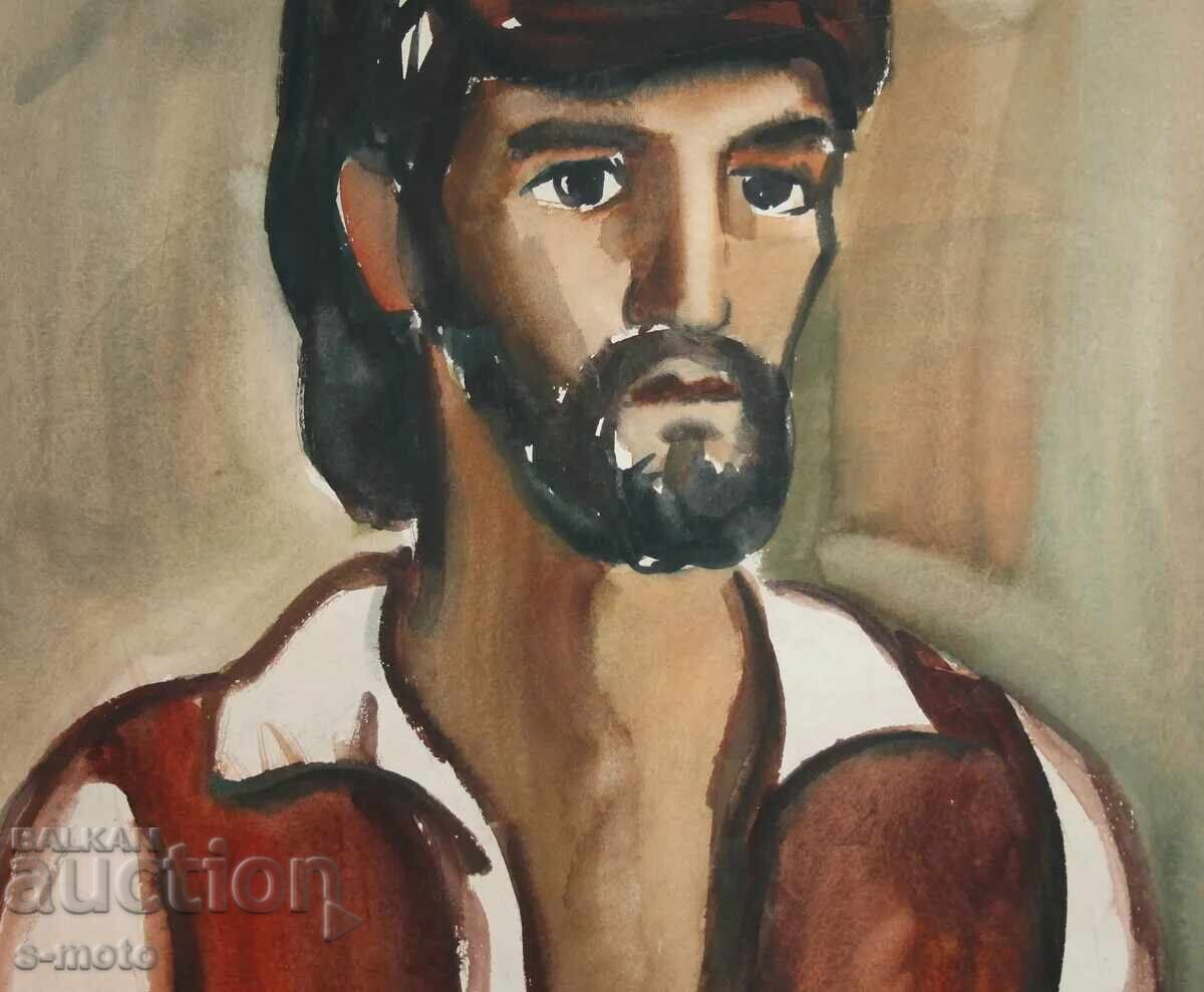 Ακουαρέλα πορτρέτο άνδρα με γένια - 6