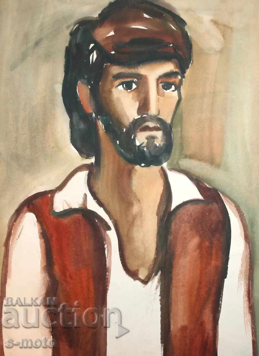 Ακουαρέλα πορτρέτο άνδρα με γένια