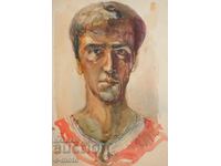 Old watercolor painting portrait