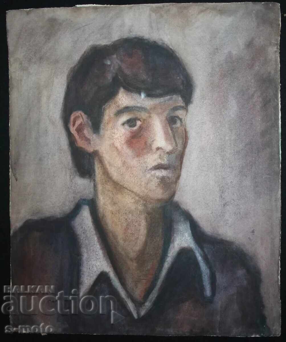 Licitație Tablou vechi acuarelă portret