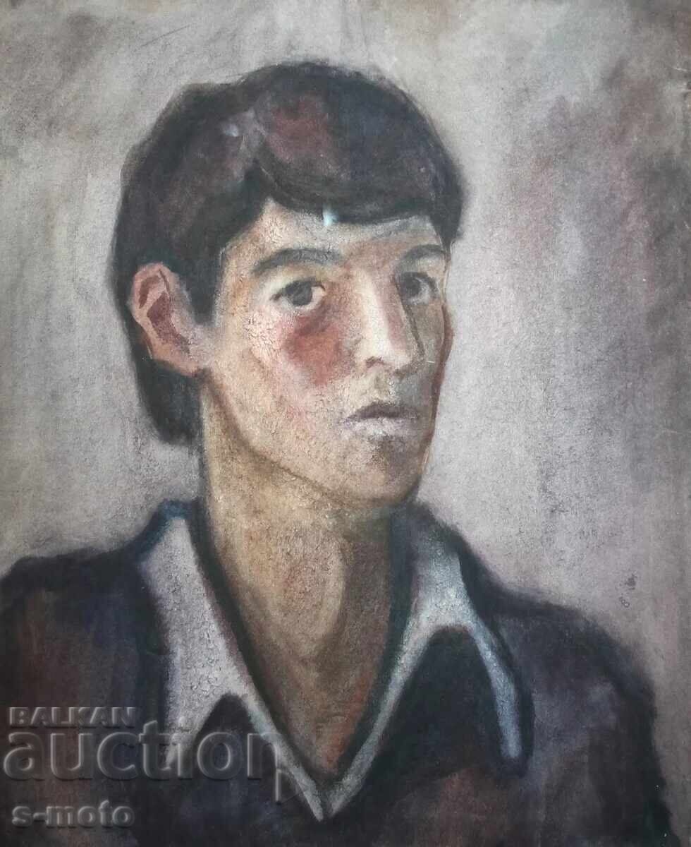 Tablou vechi acuarelă portret
