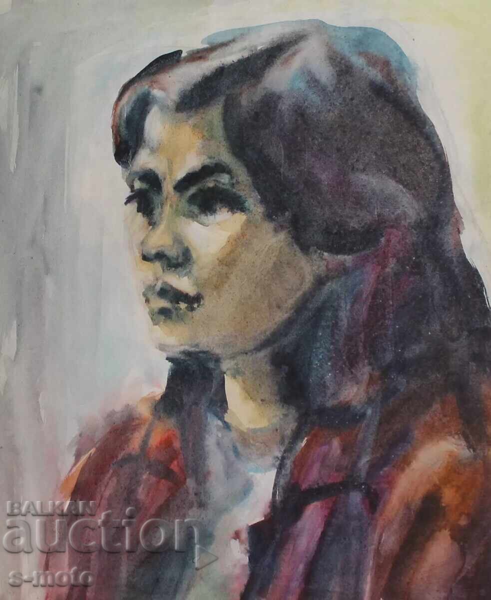 Watercolor painting portrait of a woman with price 280.00 BGN | € 143.16