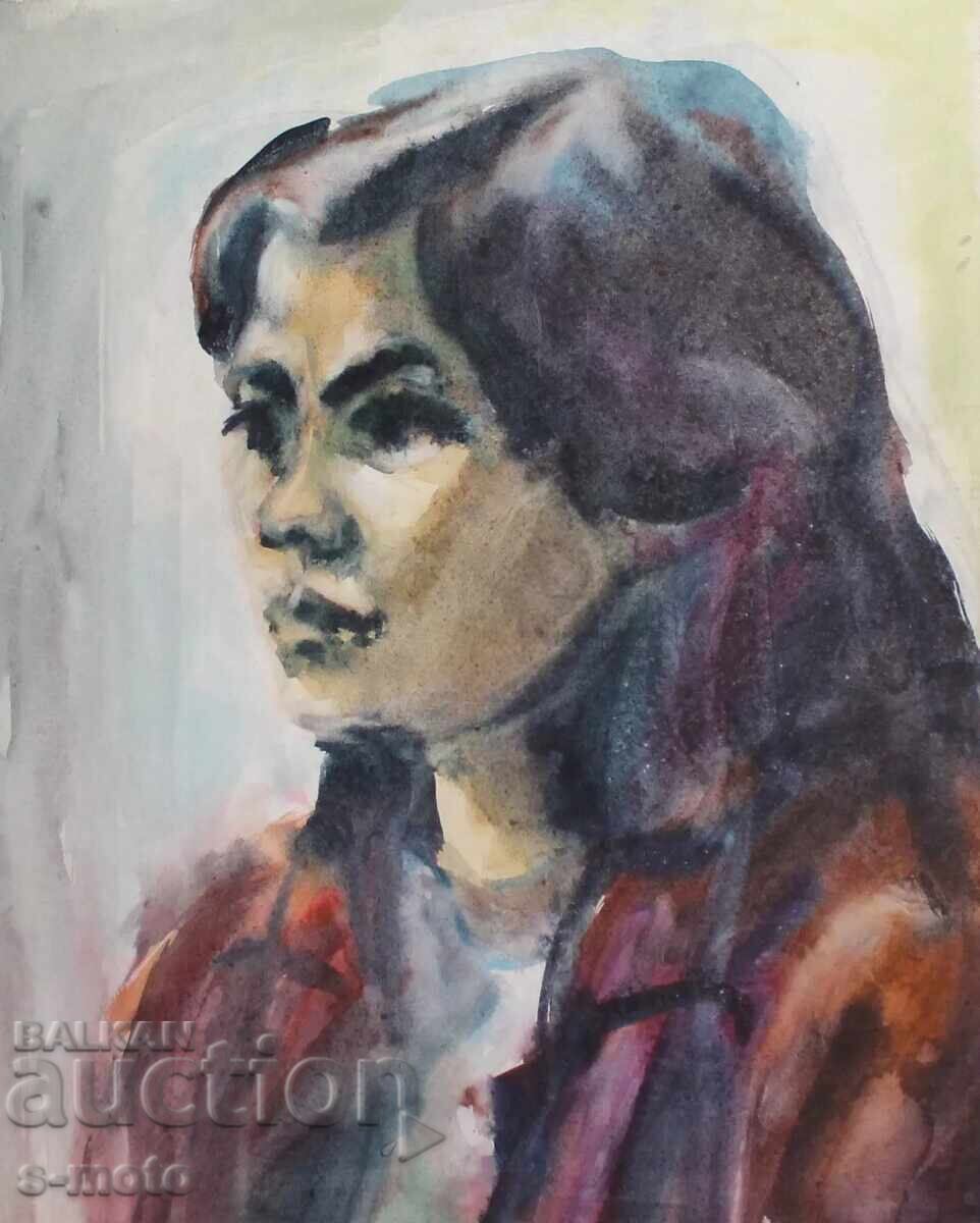 Watercolor painting portrait of a woman