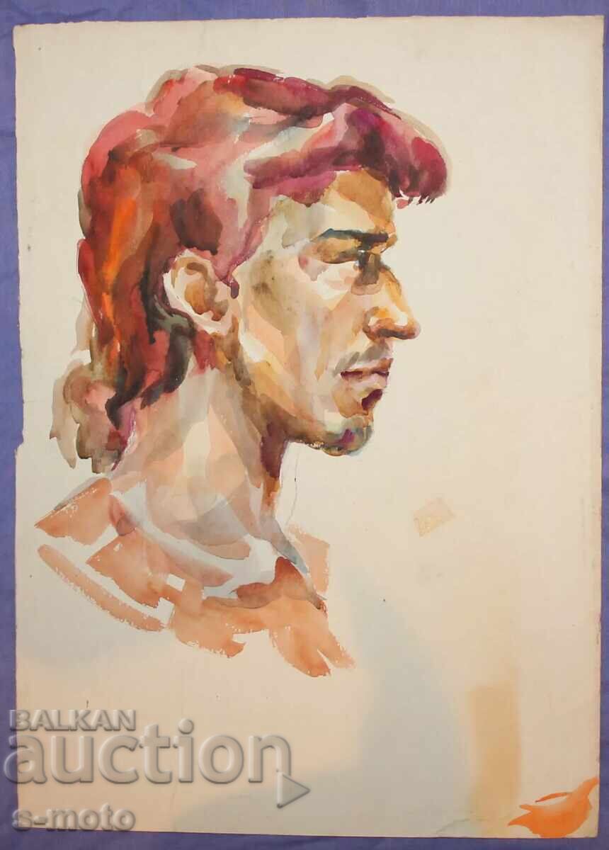 Стара картина акварел портрет с цена 330.00 лв. | € 168.73