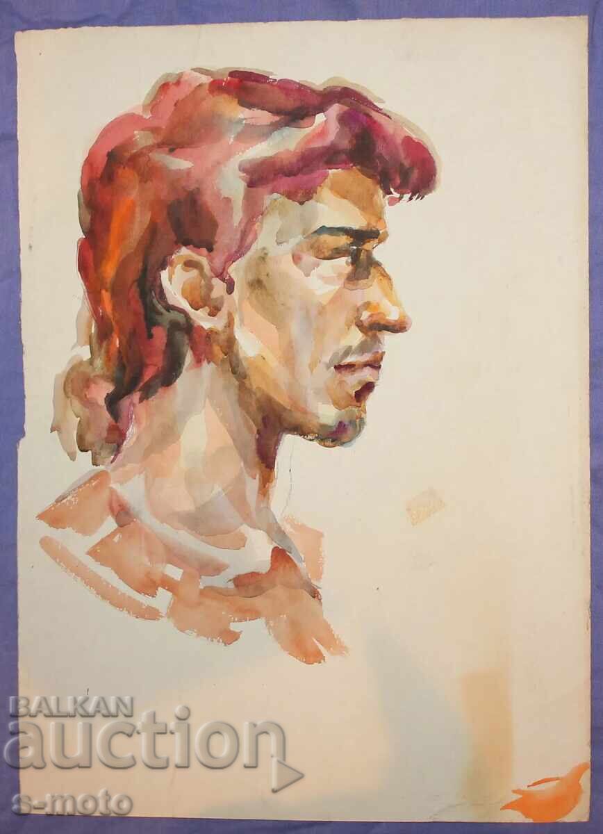 Аукцион Стара картина акварел портрет