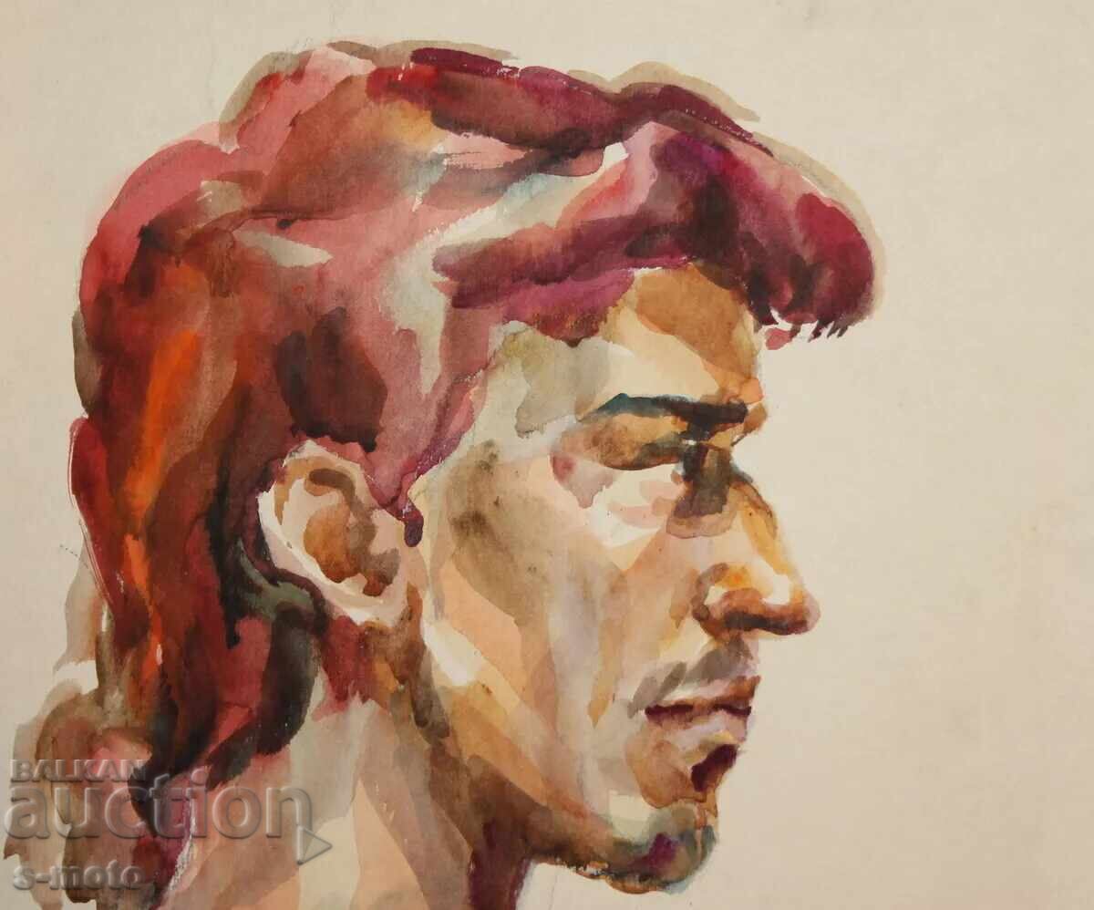 Доставка на Стара картина акварел портрет