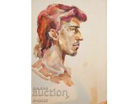 Стара картина акварел портрет