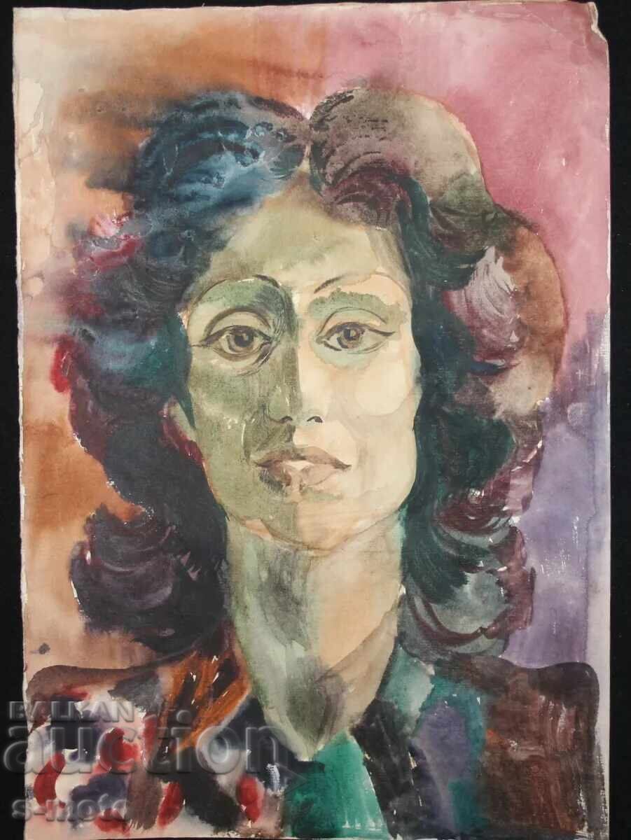 Old watercolor painting portrait with price 300.00 BGN | € 153.39