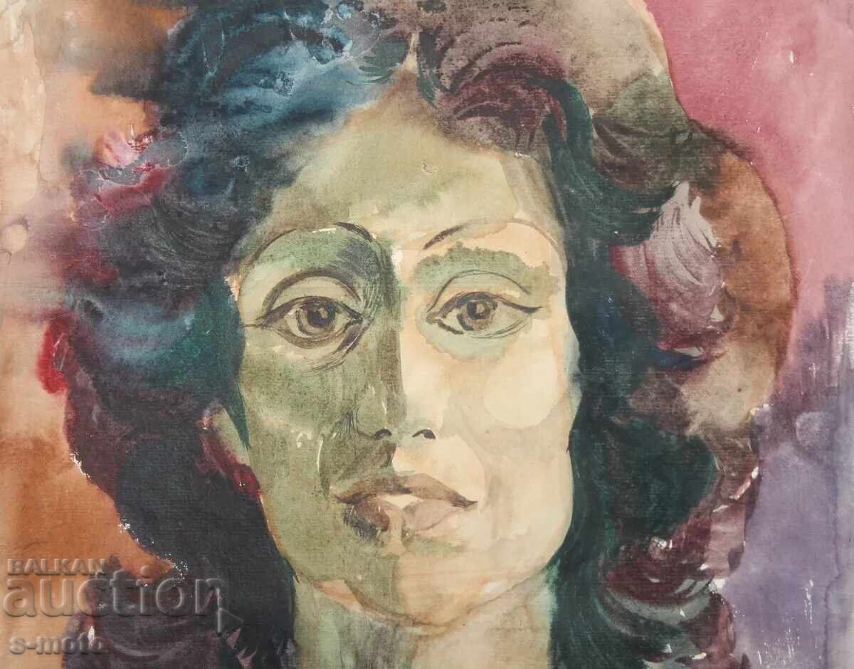 Old watercolor painting portrait - 5