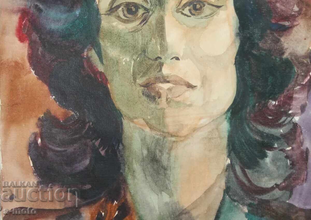 Old watercolor painting portrait - 6