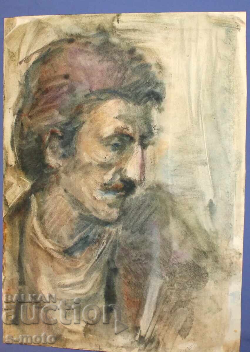 Аукцион Kартина акварел портрет на мъж