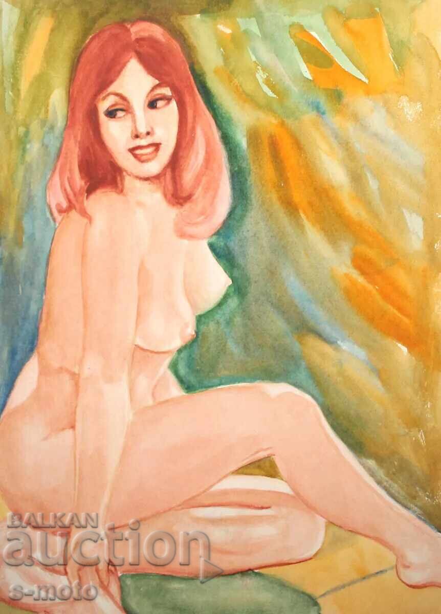 Pictură veche acuarelă portret corp gol cu preț 250.00 BGN | € 127.82 Pictură veche acuarelă portret corp gol cu preț 250.00 BGN | € 127.82