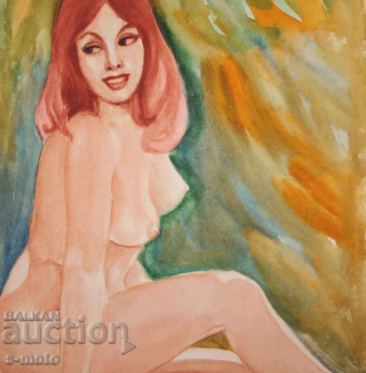 Pictură veche acuarelă portret corp gol - 5 Pictură veche acuarelă portret corp gol - 5