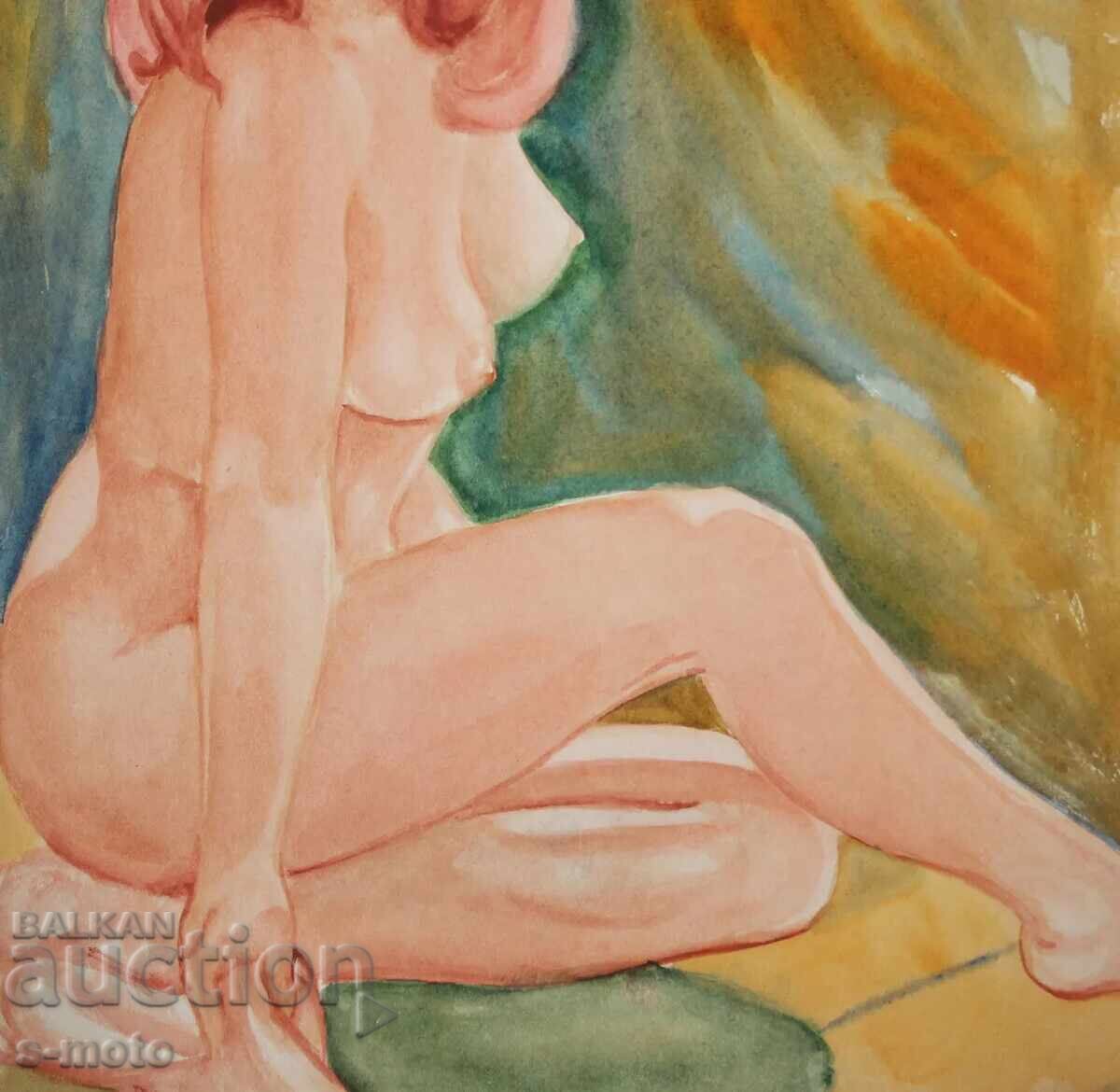 Pictură veche acuarelă portret corp gol - 7 Pictură veche acuarelă portret corp gol - 7