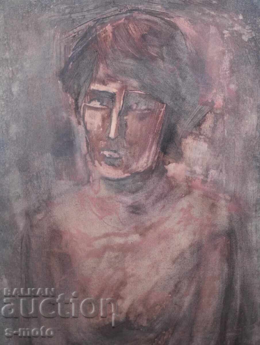 Licitație Tablou acuarelă portret masculin