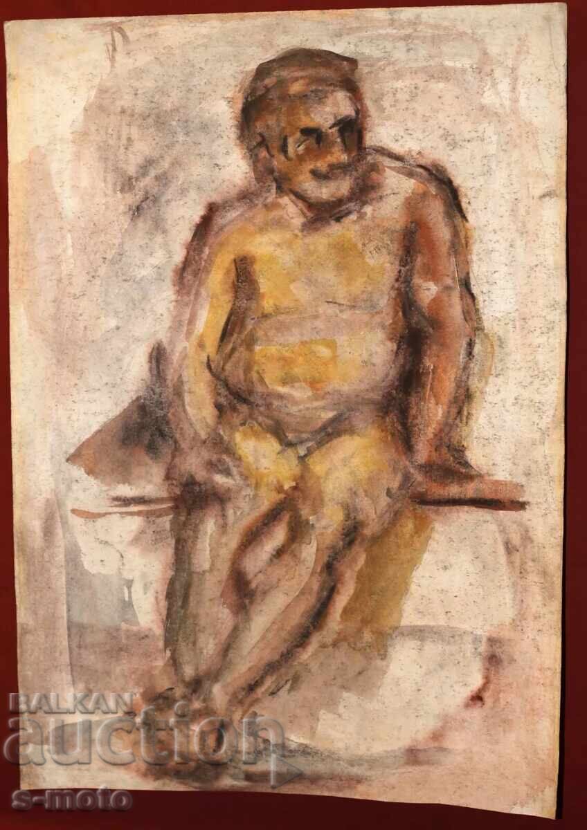 Δημοπρασία Ακουαρέλα ανδρικό πορτρέτο