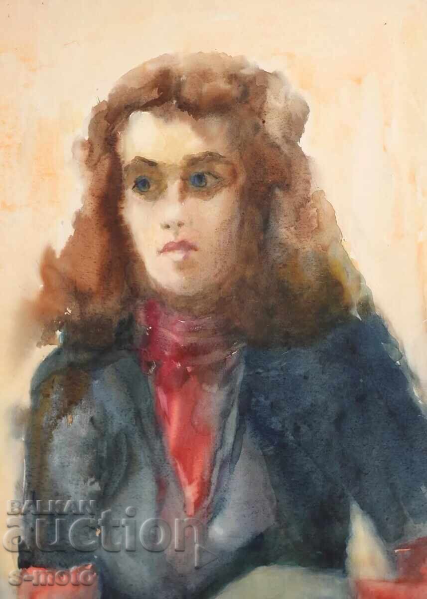 Έργο ζωγραφικής με ακουαρέλα, γυναικείο πορτρέτο με τιμή 300.00 BGN | € 153.39