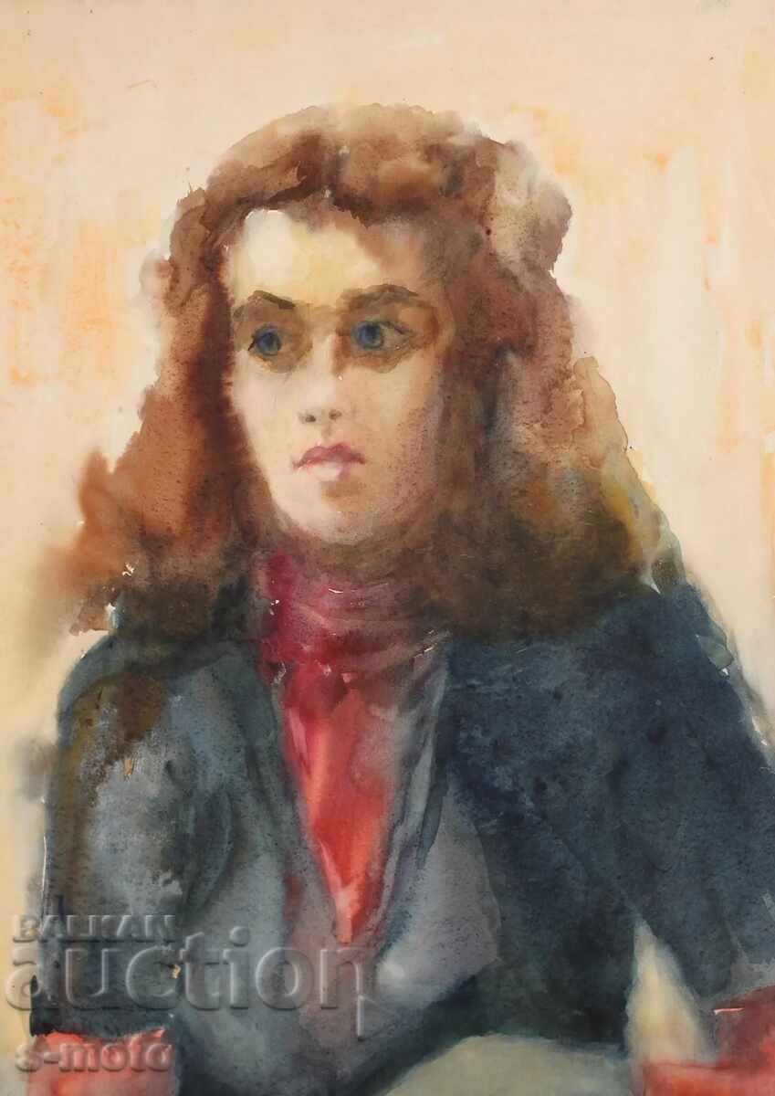 Δημοπρασία Έργο ζωγραφικής με ακουαρέλα, γυναικείο πορτρέτο