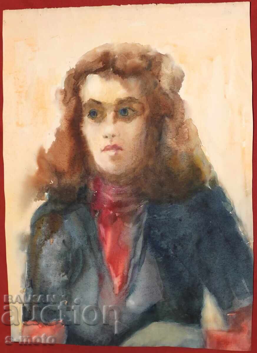 Παράδοση Έργο ζωγραφικής με ακουαρέλα, γυναικείο πορτρέτο