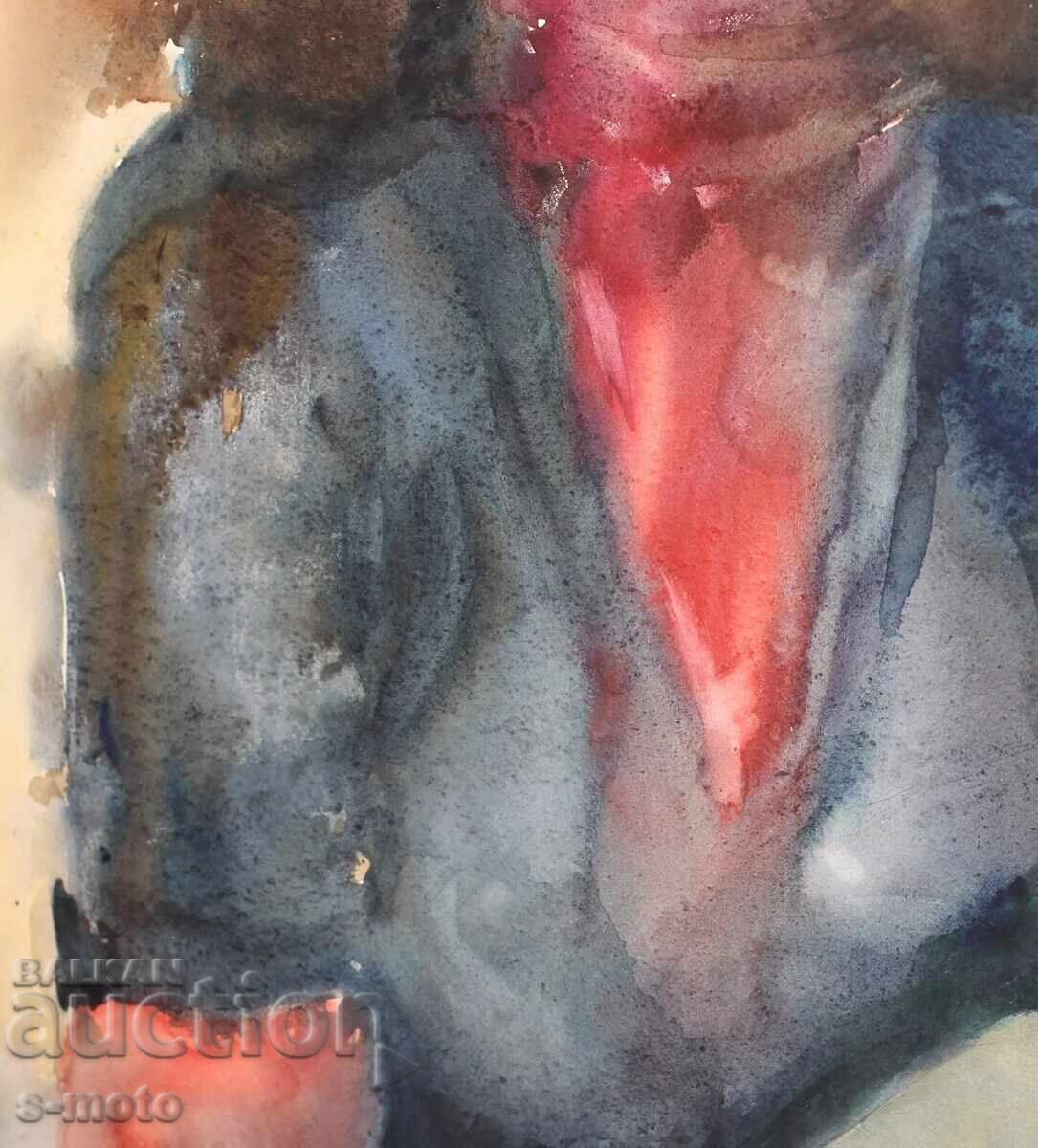 Έργο ζωγραφικής με ακουαρέλα, γυναικείο πορτρέτο - 6