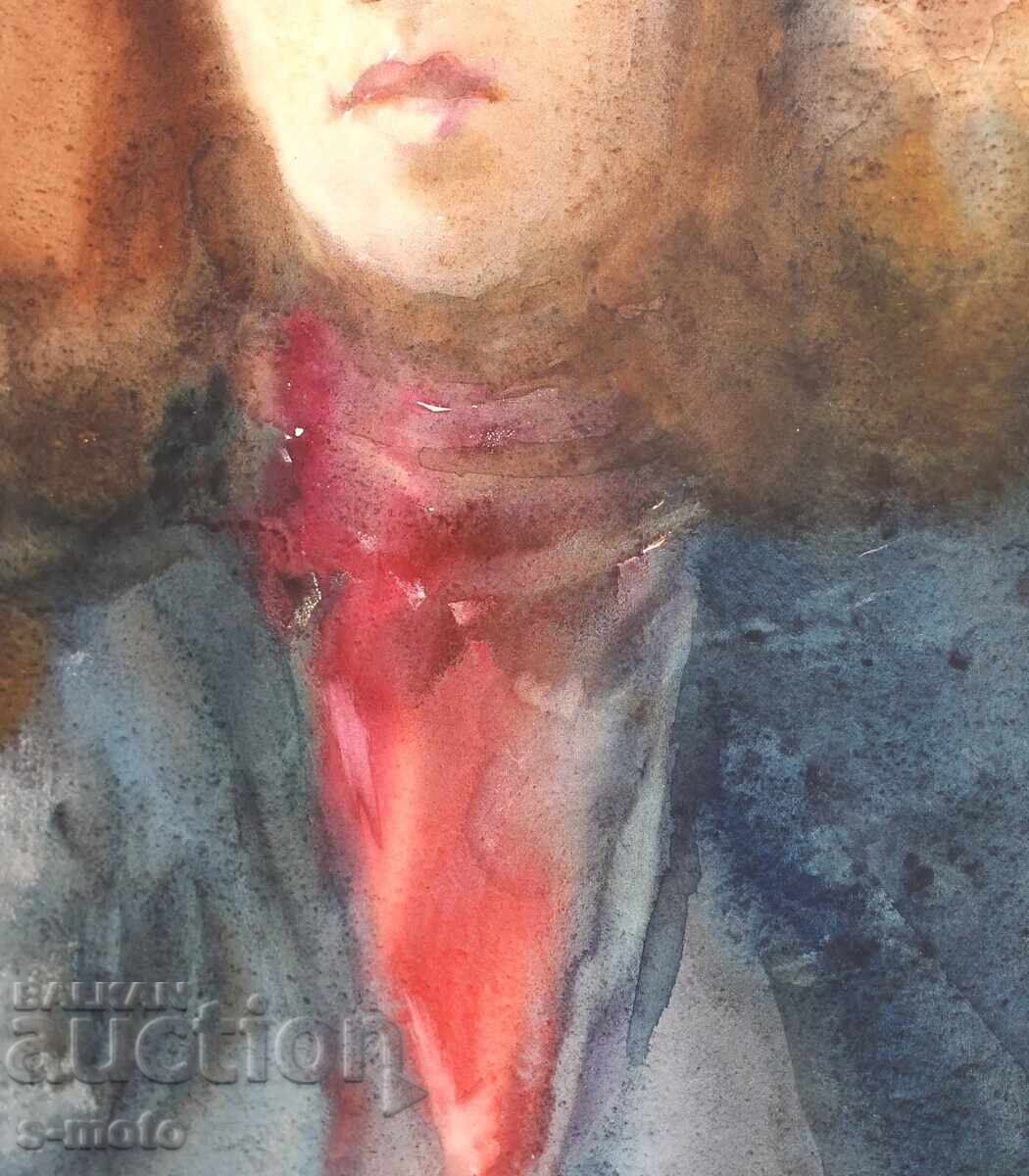 Έργο ζωγραφικής με ακουαρέλα, γυναικείο πορτρέτο - 7