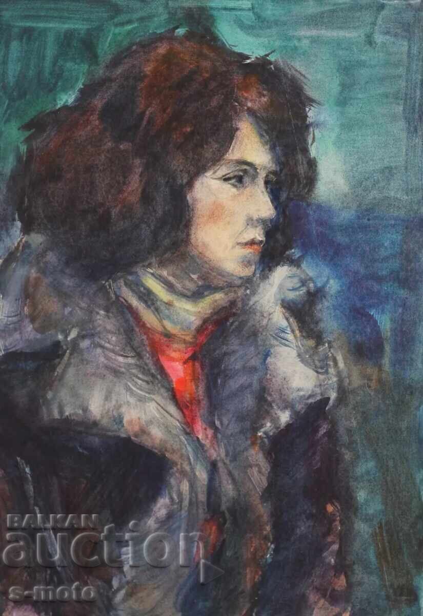 Kартина акварел портрет на жена с цена 300.00 лв. | € 153.39 Kартина акварел портрет на жена с цена 300.00 лв. | € 153.39